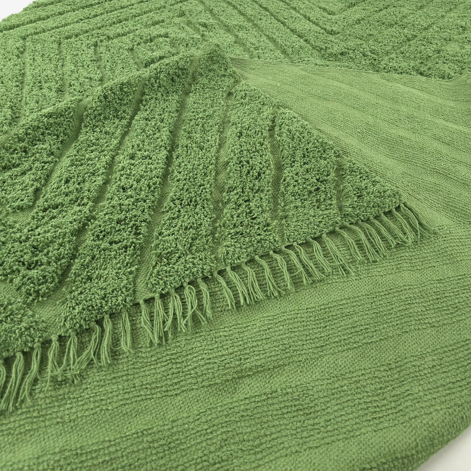 Hoogpolig vloerkleed - Amberley Natural Cotton Shaggy (groente)
