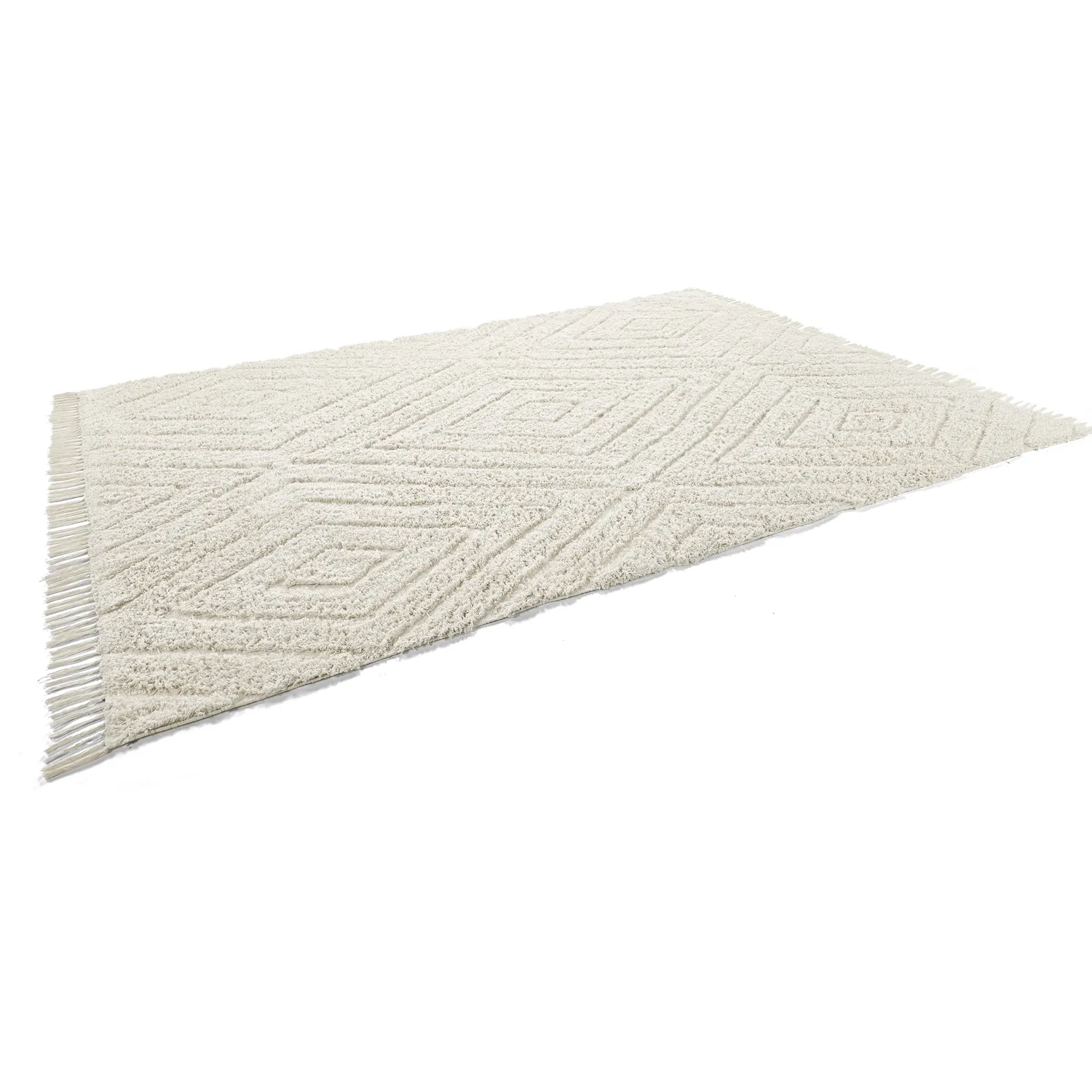 Hoogpolig vloerkleed - Amberley Natural Cotton Shaggy (gebroken wit)