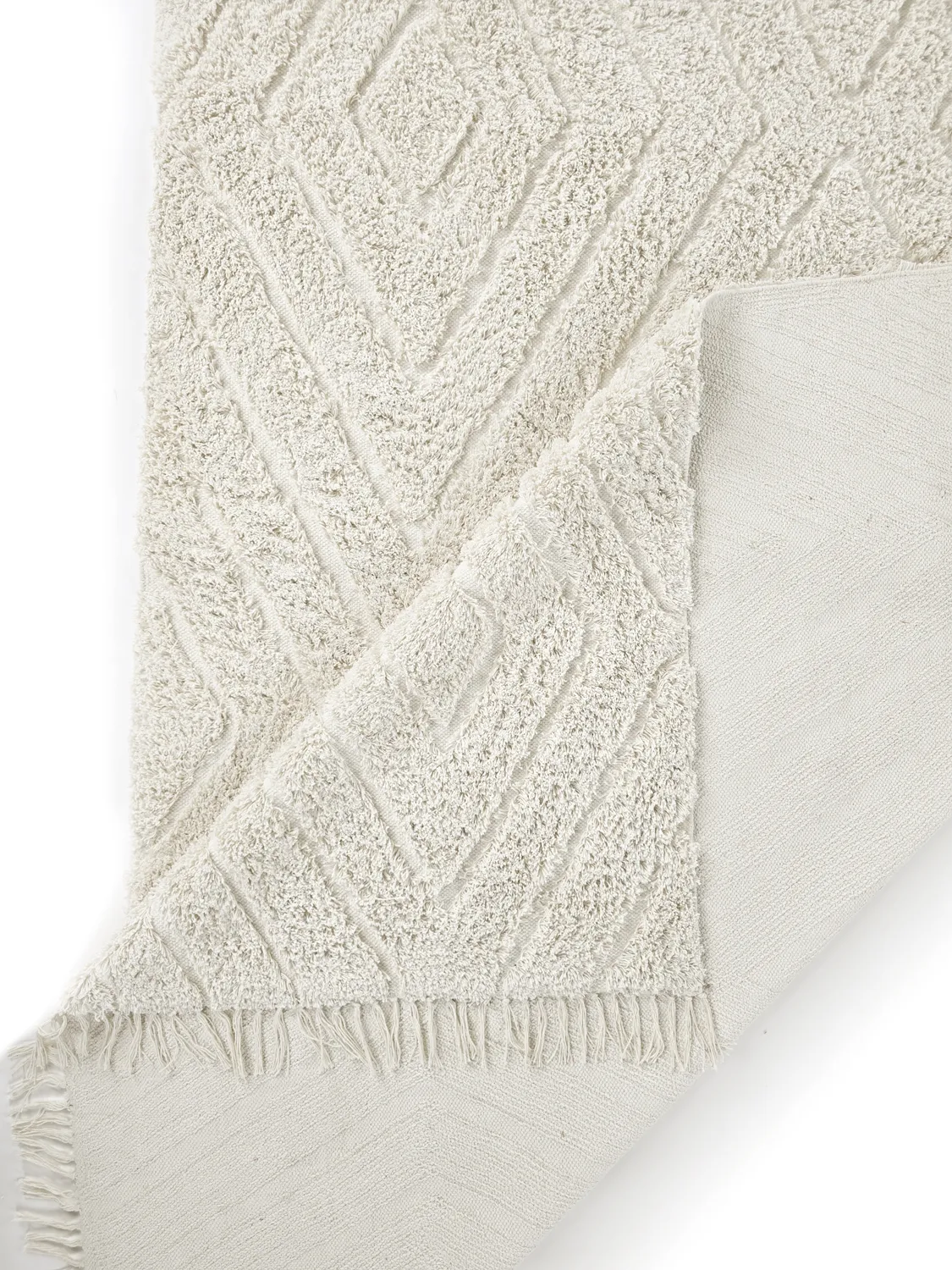 Hoogpolig vloerkleed - Amberley Natural Cotton Shaggy (gebroken wit)