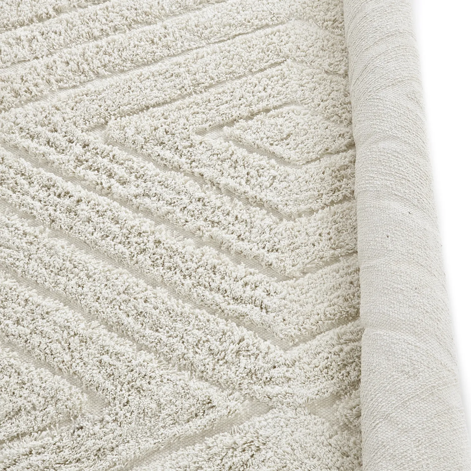 Ronde vloerkleden - Amberley Natural Cotton Shaggy (gebroken wit)