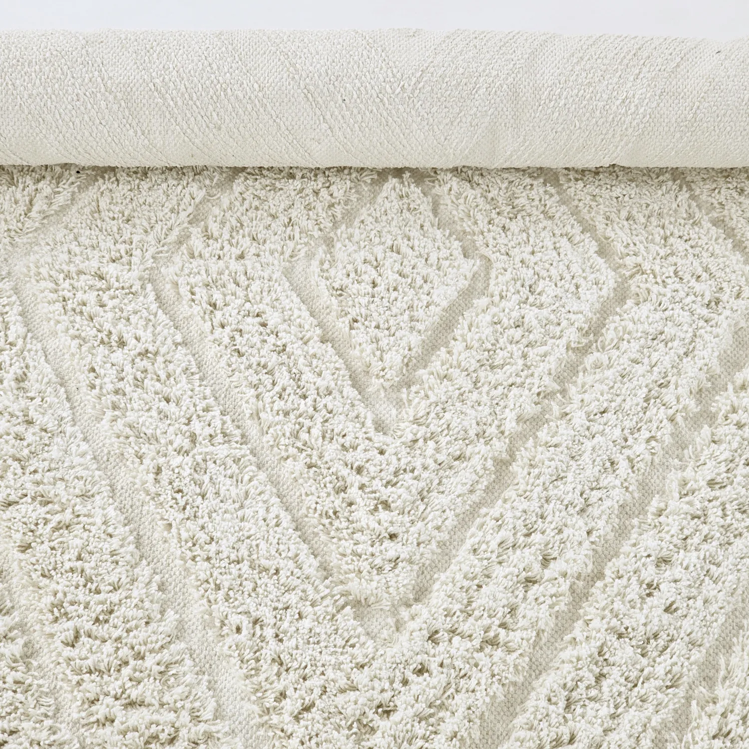 Ronde vloerkleden - Amberley Natural Cotton Shaggy (gebroken wit)