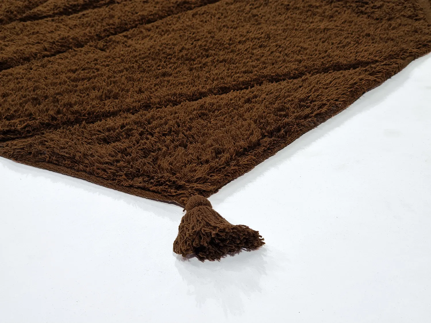 Hoogpolig vloerkleed - Andrea Natural Cotton Shaggy (bruin)