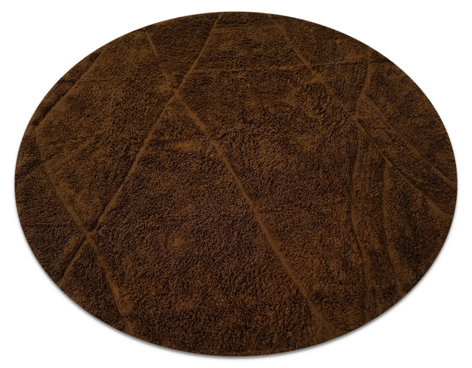 Ronde vloerkleden - Andrea Natural Cotton Shaggy (bruin)