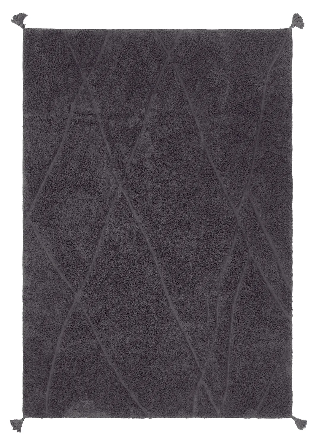 Hoogpolig vloerkleed - Andrea Natural Cotton Shaggy (zwart)