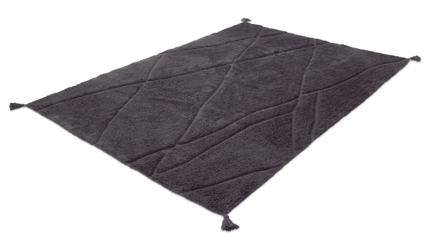 Hoogpolig vloerkleed - Andrea Natural Cotton Shaggy (zwart)