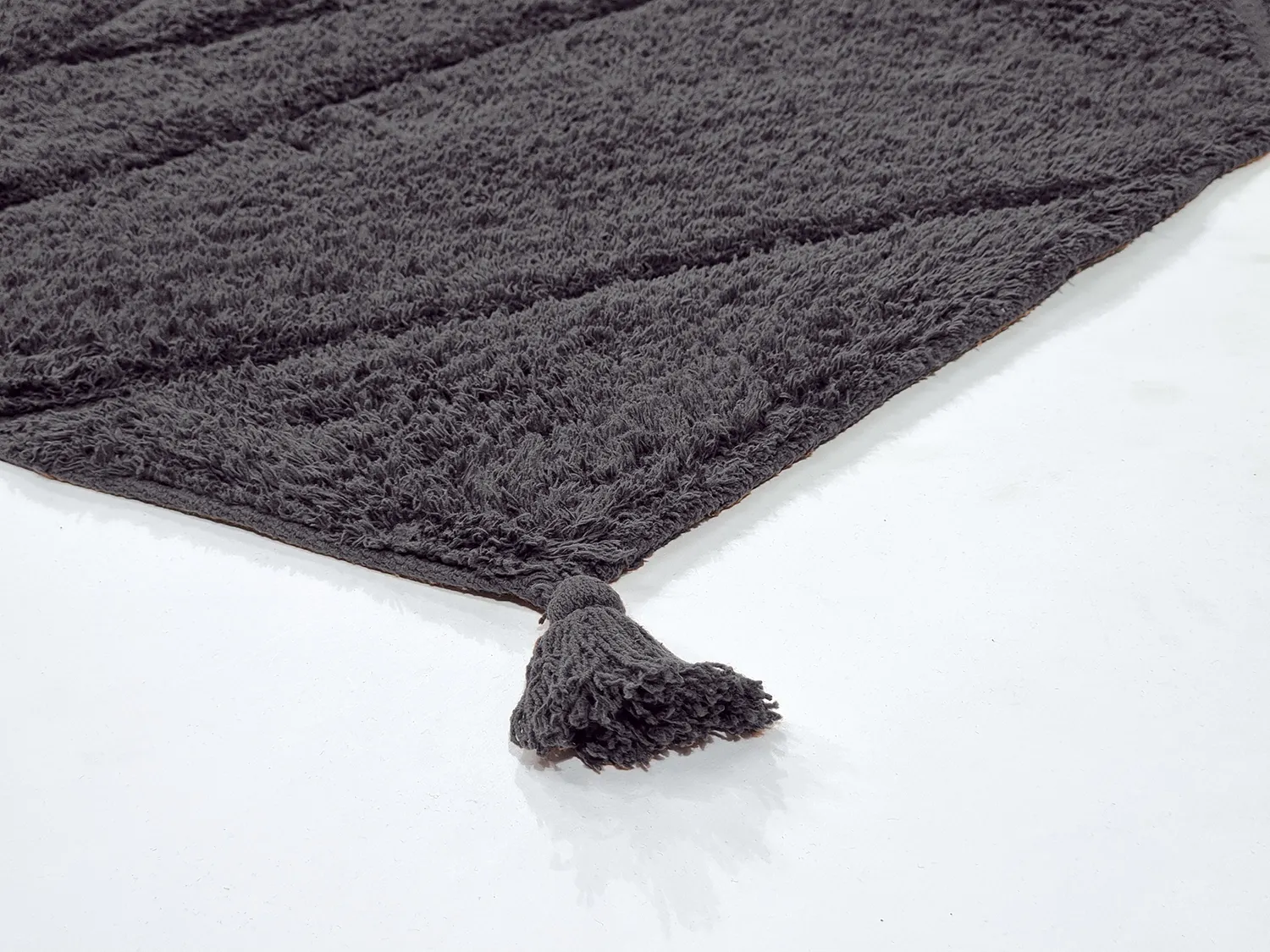Hoogpolig vloerkleed - Andrea Natural Cotton Shaggy (zwart)