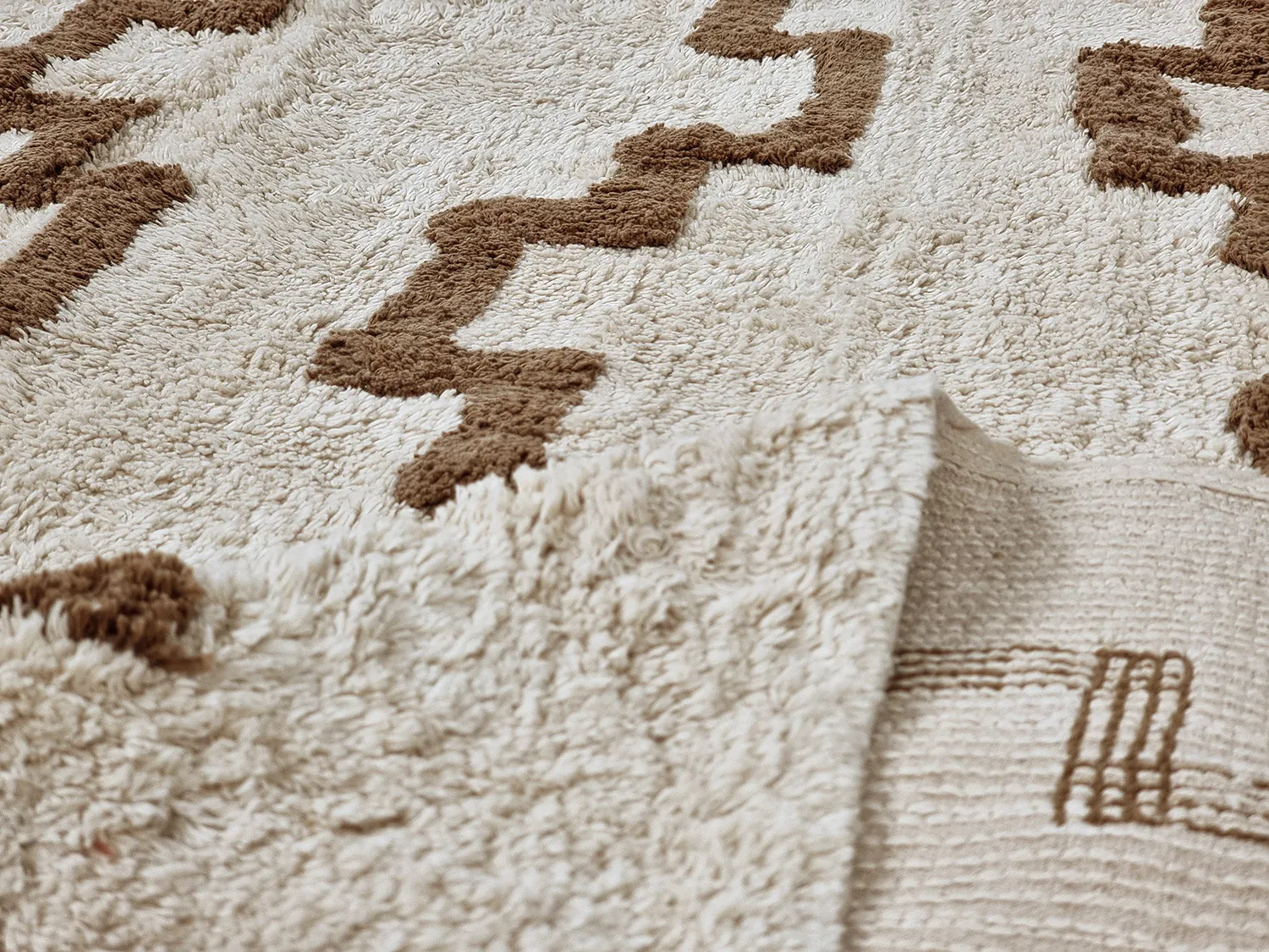 Ronde vloerkleden - Arlon Natural Cotton Shaggy (beige)