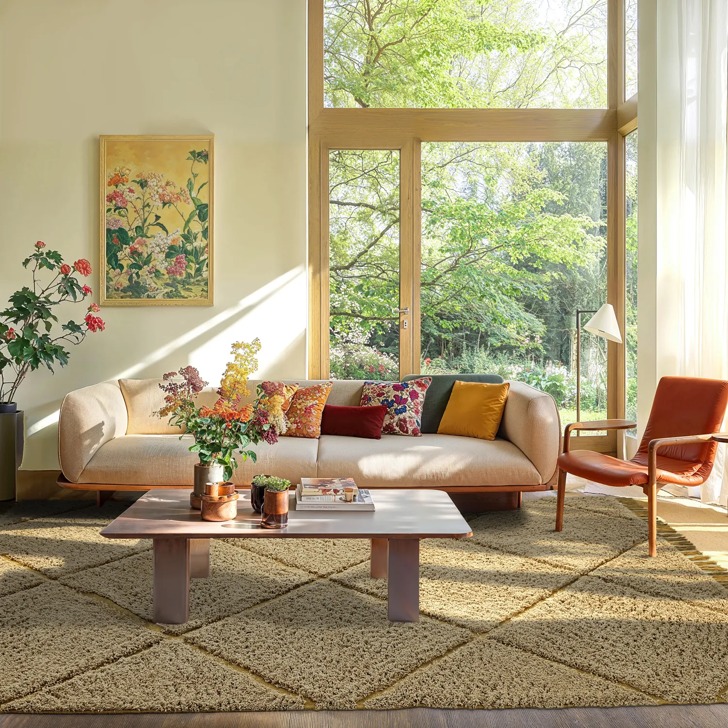 Hoogpolig vloerkleed - Bellevue Natural Cotton Shaggy (beige/bruin)
