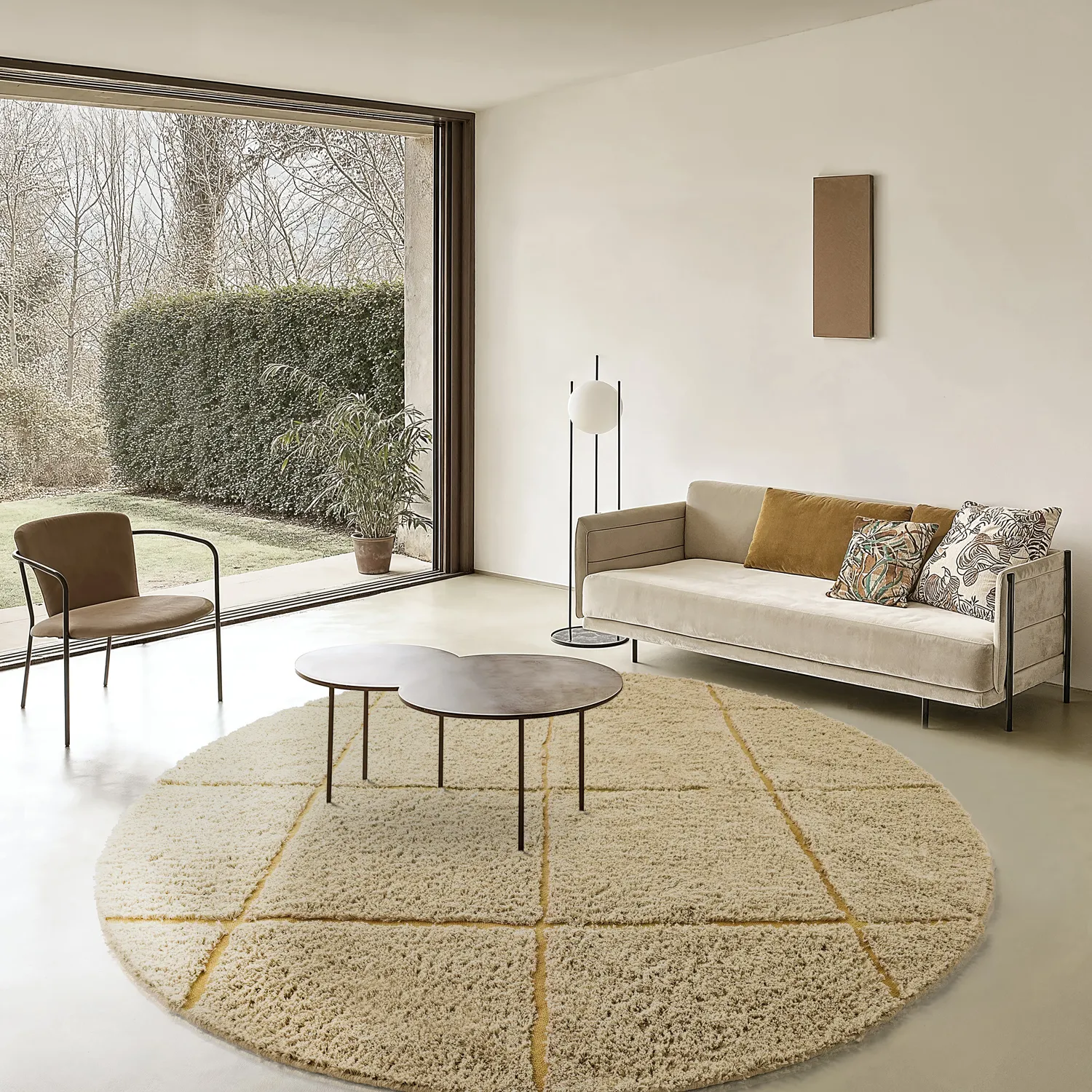Ronde vloerkleden - Bellevue Natural Cotton Shaggy (beige/bruin)