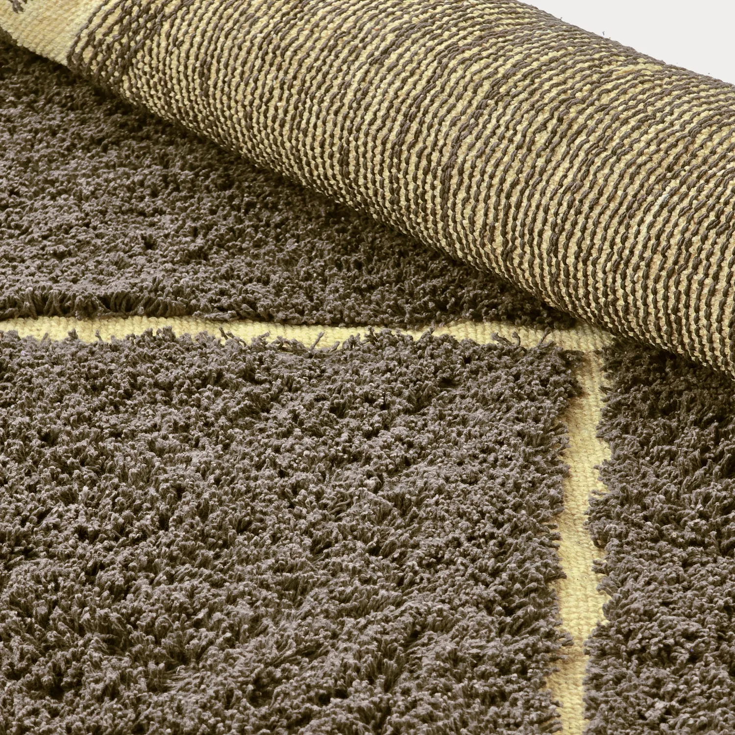 Hoogpolig vloerkleed - Bellevue Natural Cotton Shaggy (bruin/geel)
