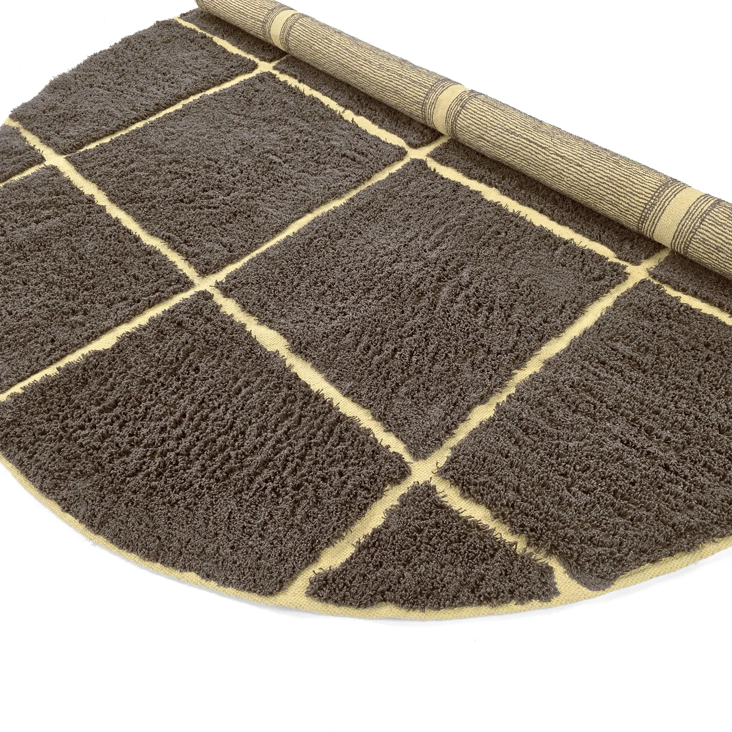 Ronde vloerkleden - Bellevue Natural Cotton Shaggy (bruin/geel)