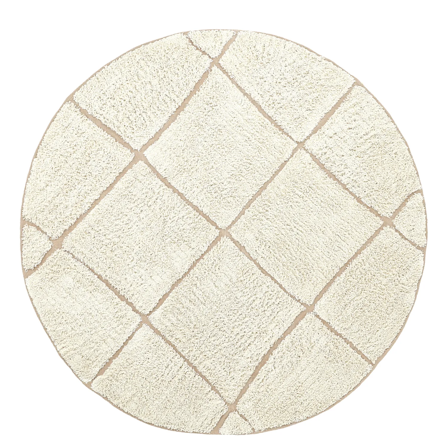 Ronde vloerkleden - Bellevue Natural Cotton Shaggy (gebroken wit/beige)