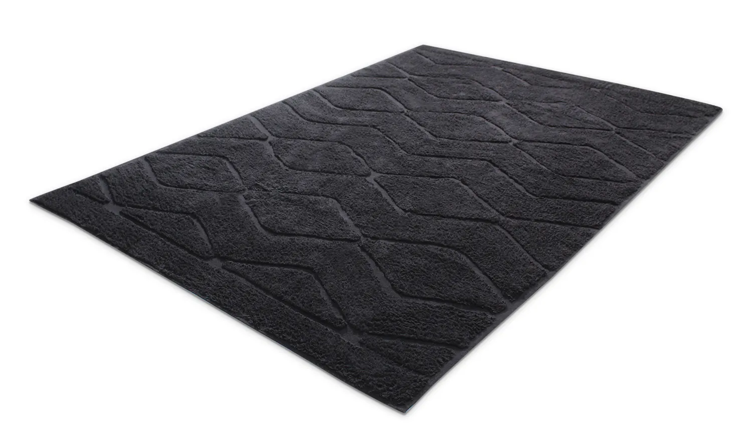 Hoogpolig vloerkleed - Brynn Natural Cotton Shaggy (zwart)