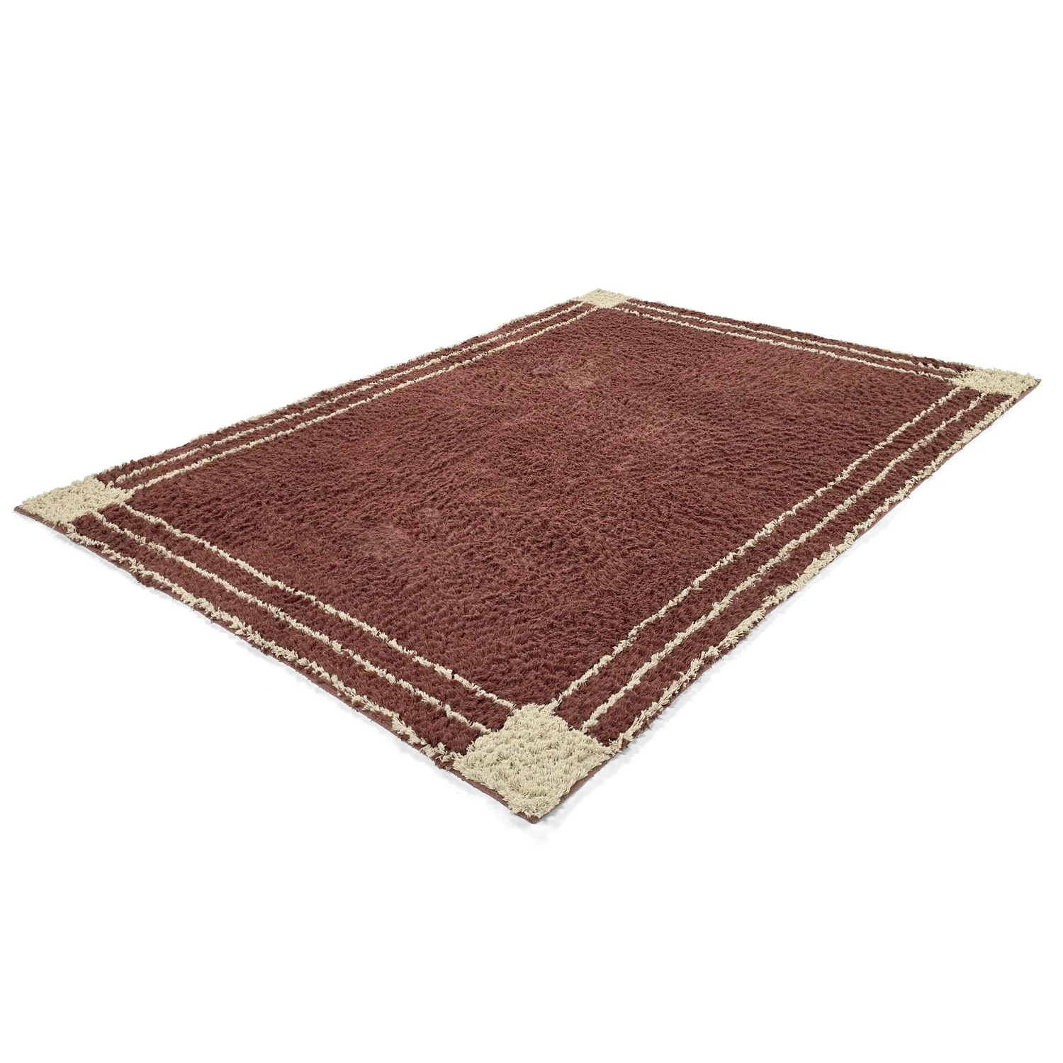 Hoogpolig vloerkleed - Cataya Natural Cotton Shaggy (bruin/beige)