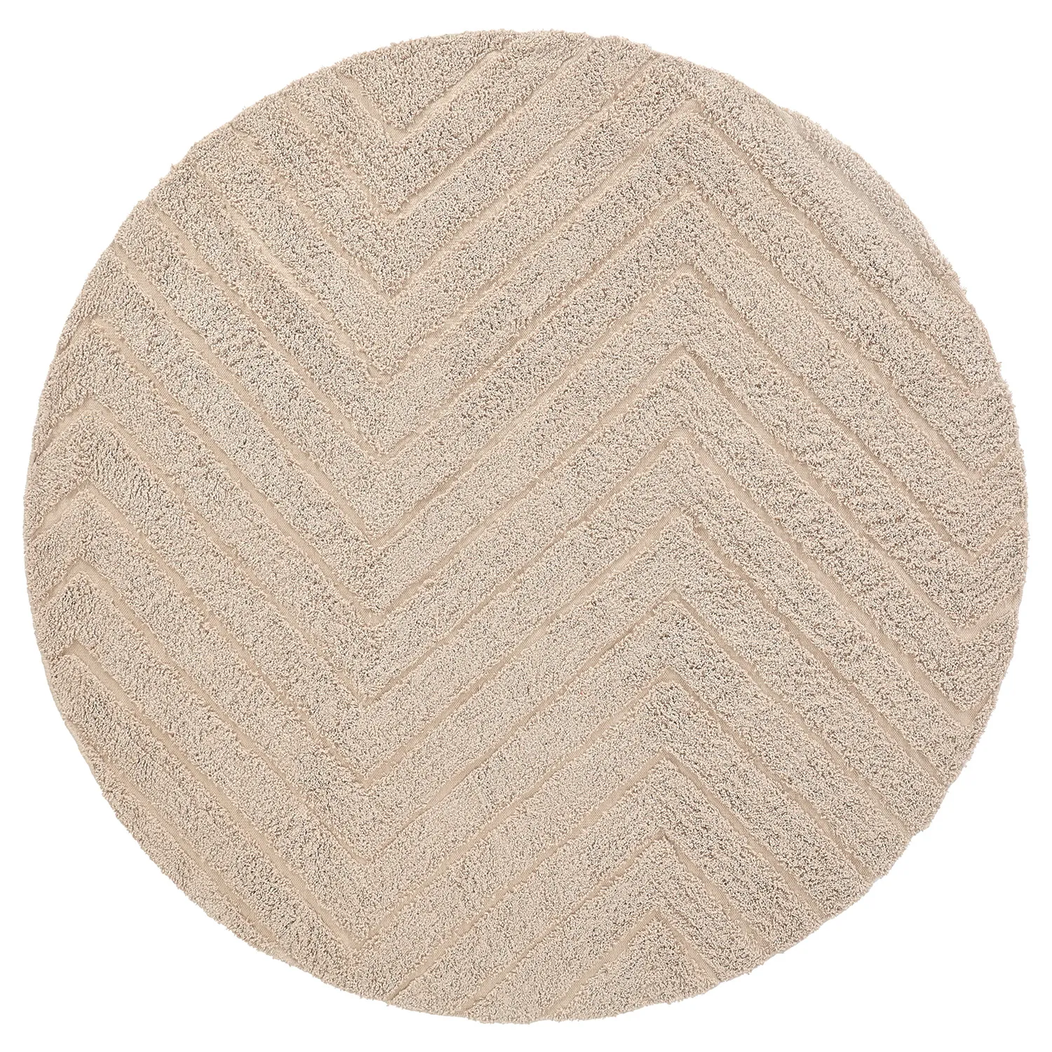 Ronde vloerkleden - Conara Natural Cotton Shaggy (beige)