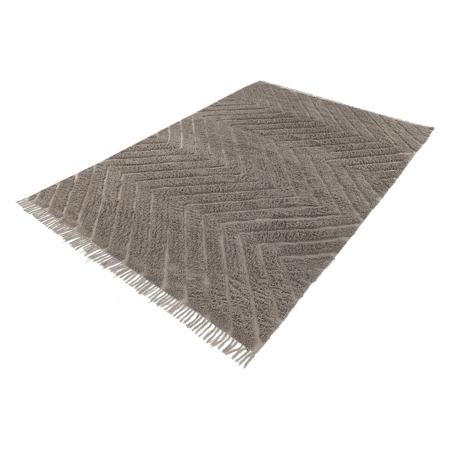 Hoogpolig vloerkleed - Conara Natural Cotton Shaggy (taupe)