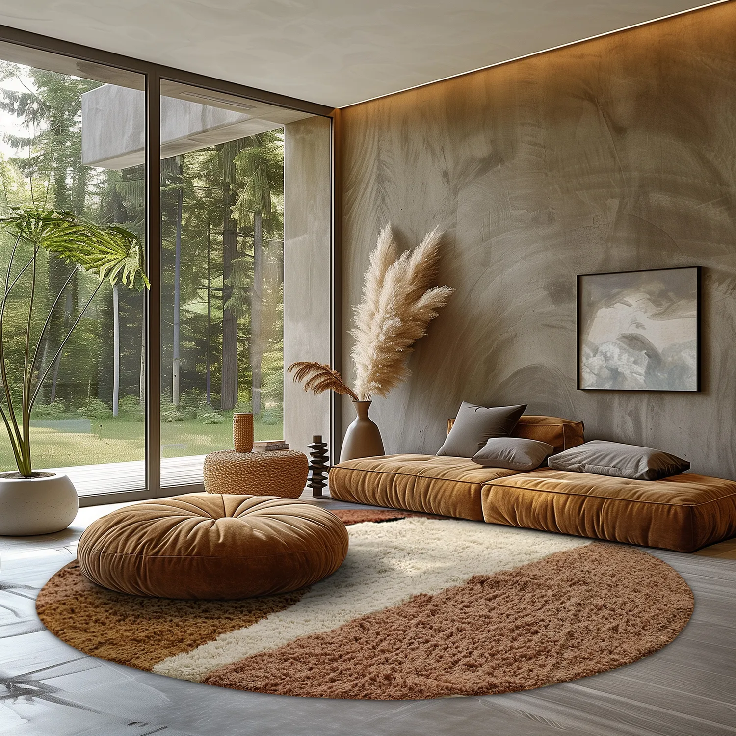 Ronde vloerkleden - Donostia Natural Cotton Shaggy (multi)