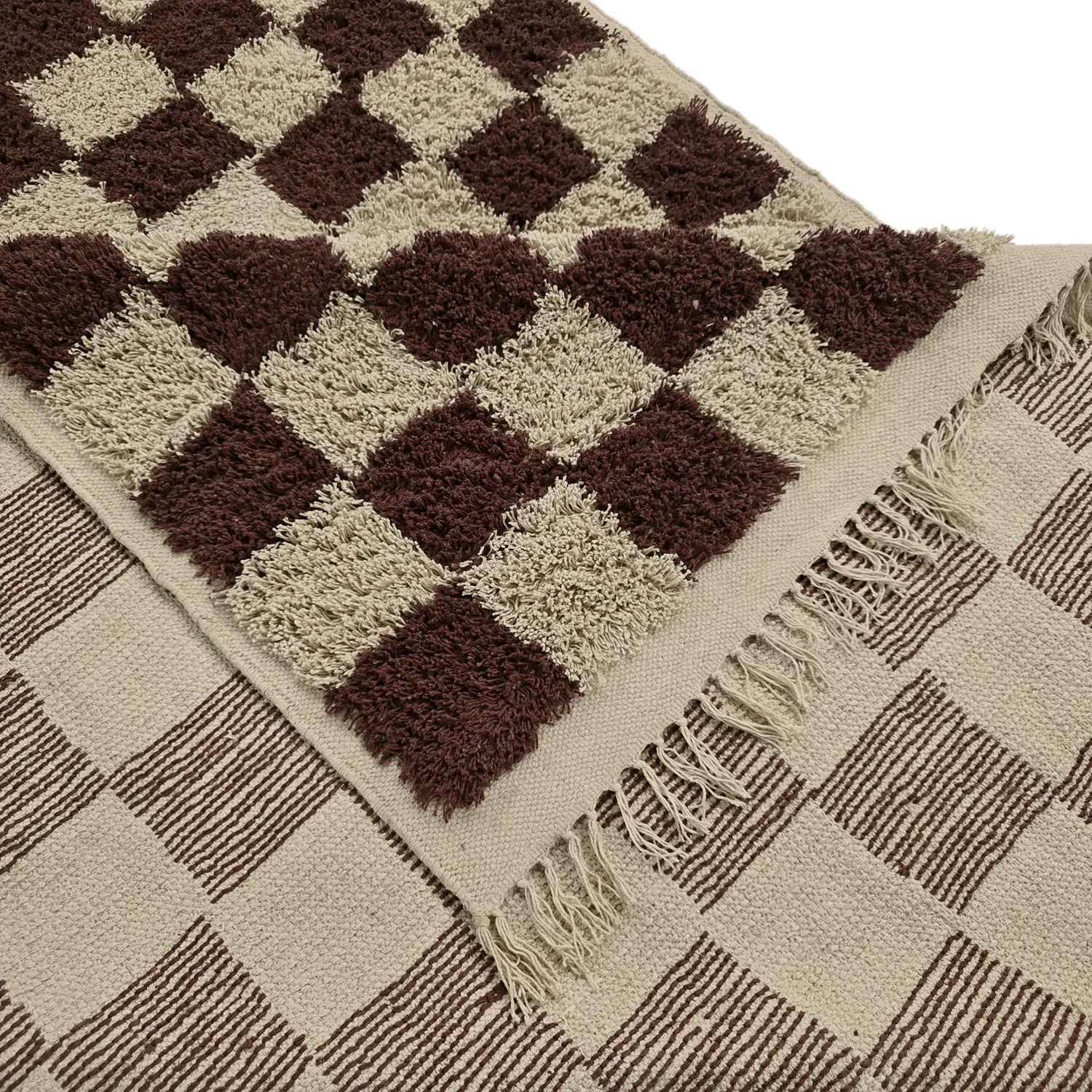 Hoogpolig vloerkleed - Elsey Natural Cotton Shaggy (beige/bruin)