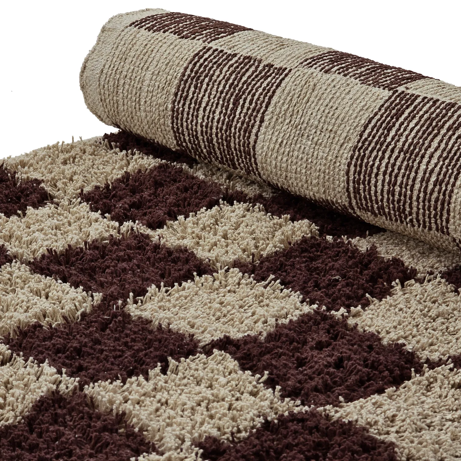 Hoogpolig vloerkleed - Elsey Natural Cotton Shaggy (beige/bruin)