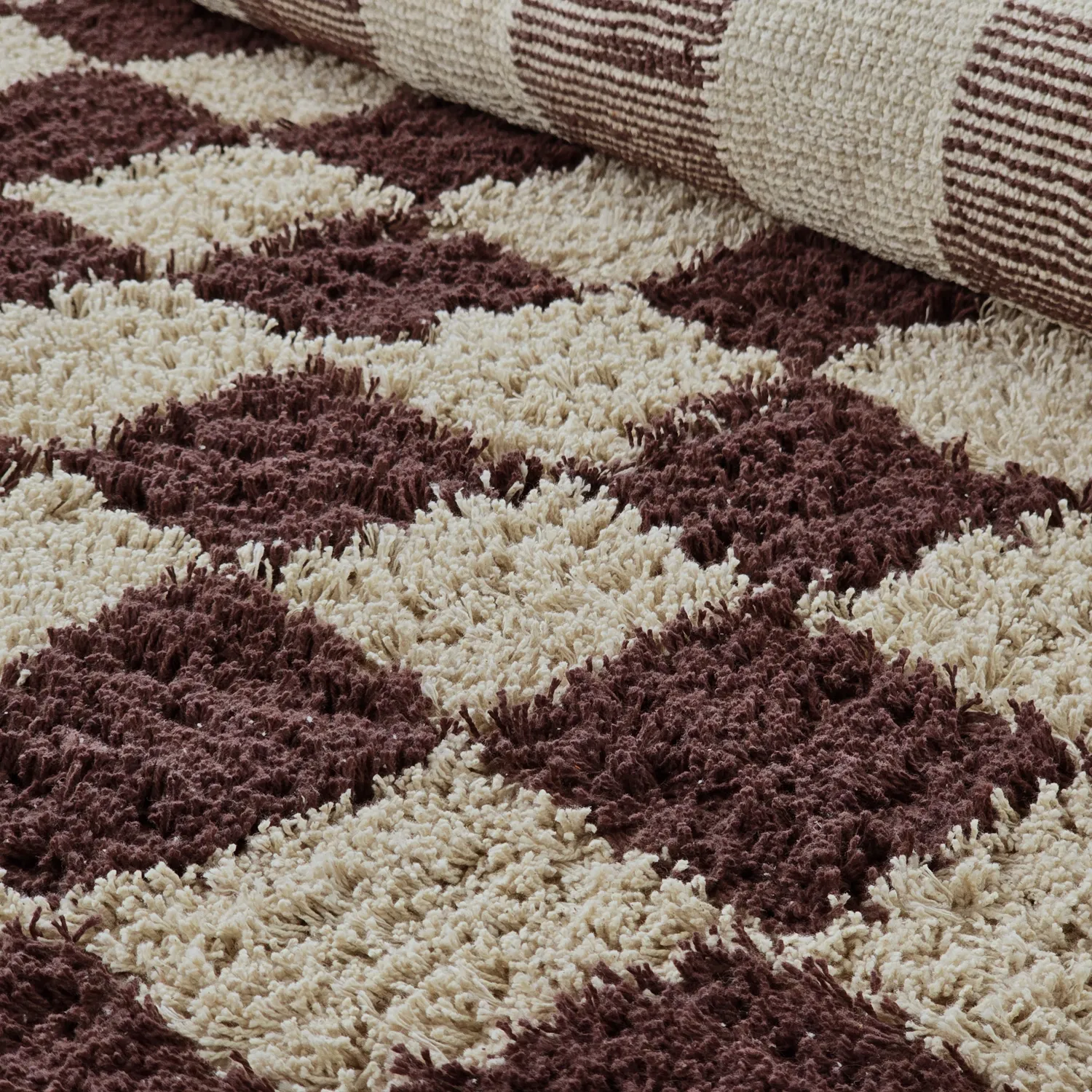 Ronde vloerkleden - Elsey Natural Cotton Shaggy (beige/bruin)