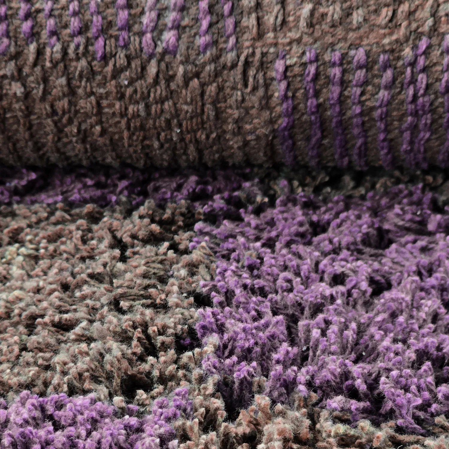 Ronde vloerkleden - Elsey Natural Cotton Shaggy (bruin/paars)