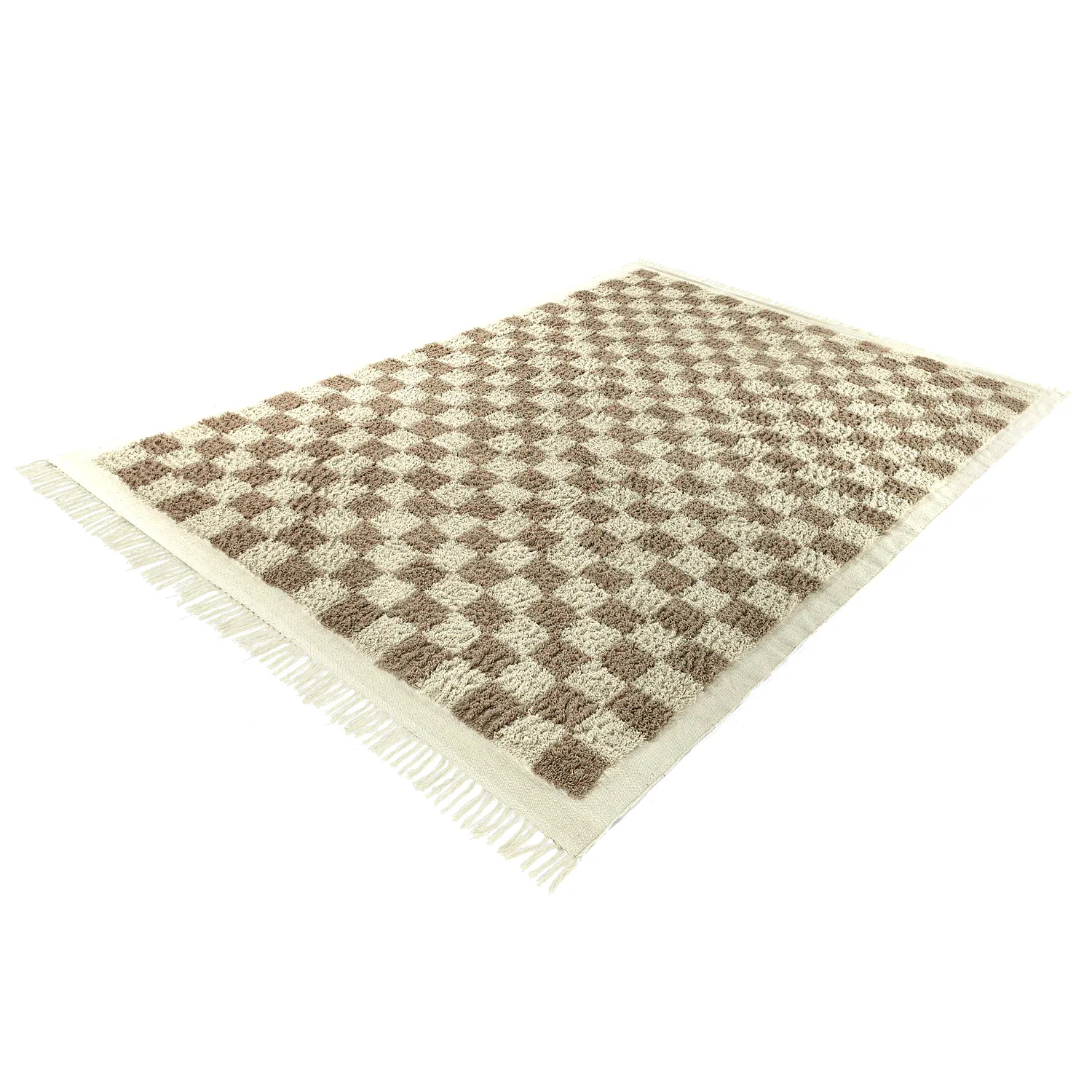 Hoogpolig vloerkleed - Elsey Natural Cotton Shaggy (crème/zand)
