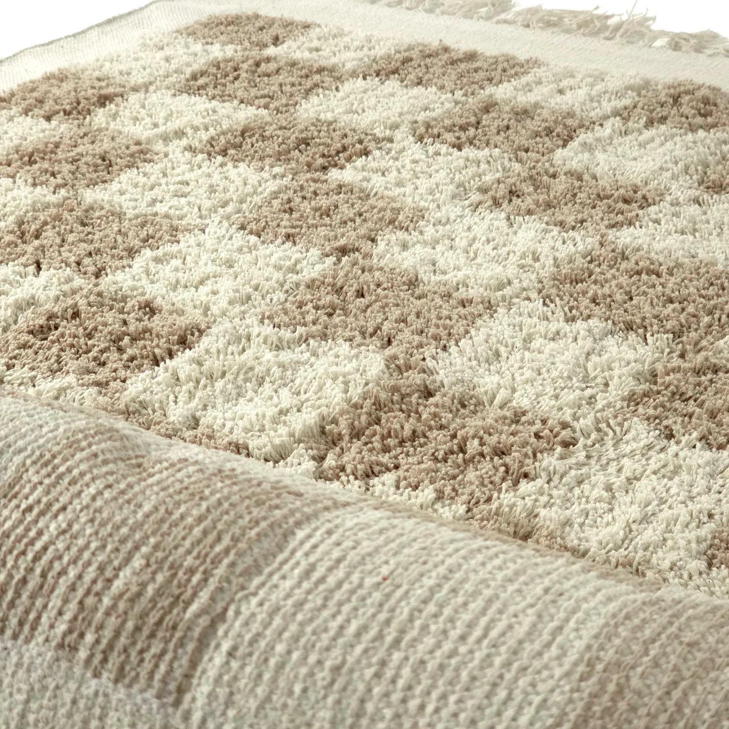 Hoogpolig vloerkleed - Elsey Natural Cotton Shaggy (crème/zand)