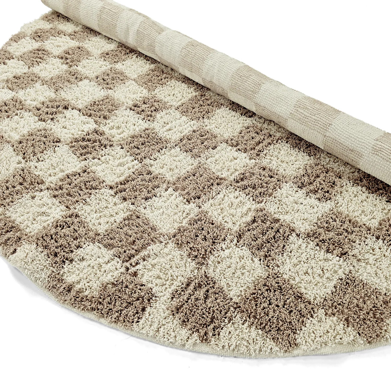 Ronde vloerkleden - Elsey Natural Cotton Shaggy (crème/zand)