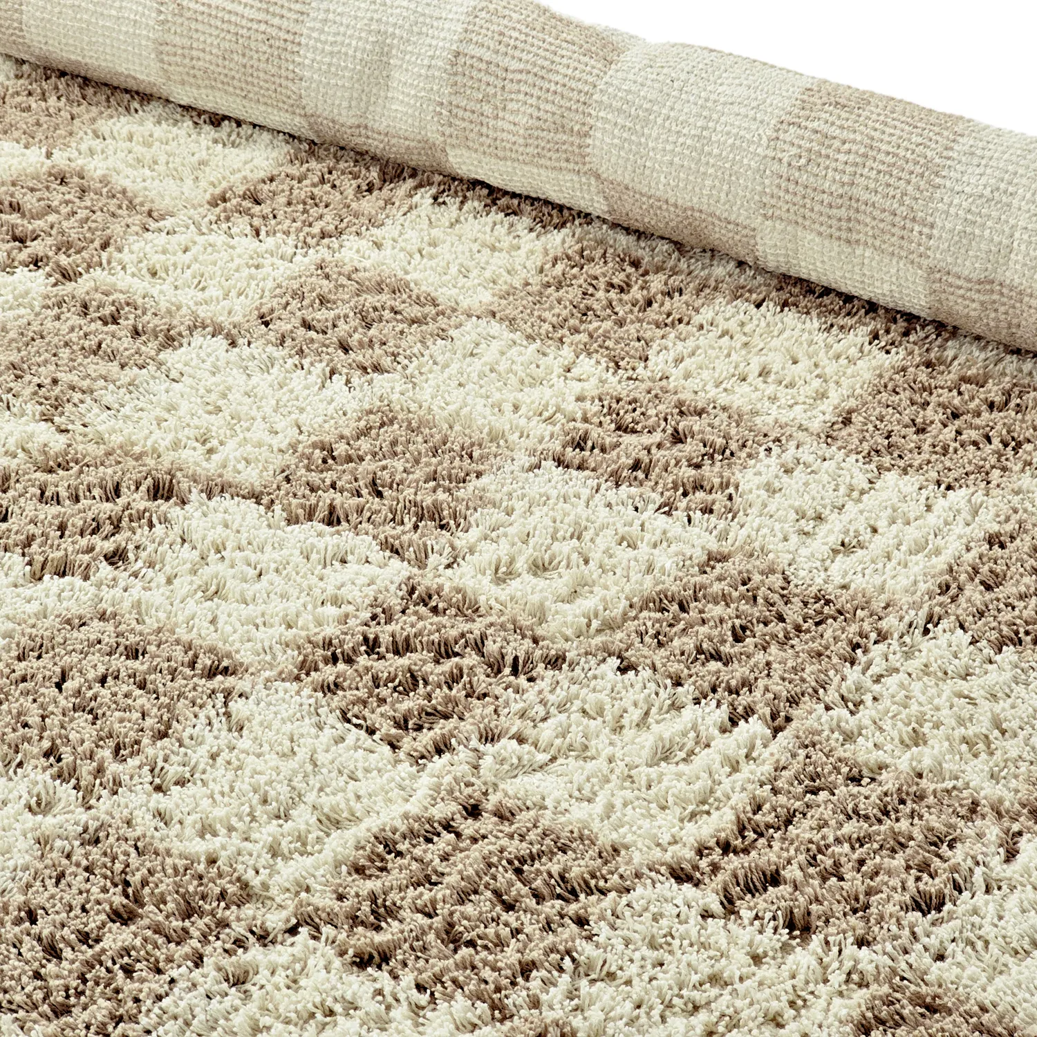 Ronde vloerkleden - Elsey Natural Cotton Shaggy (crème/zand)