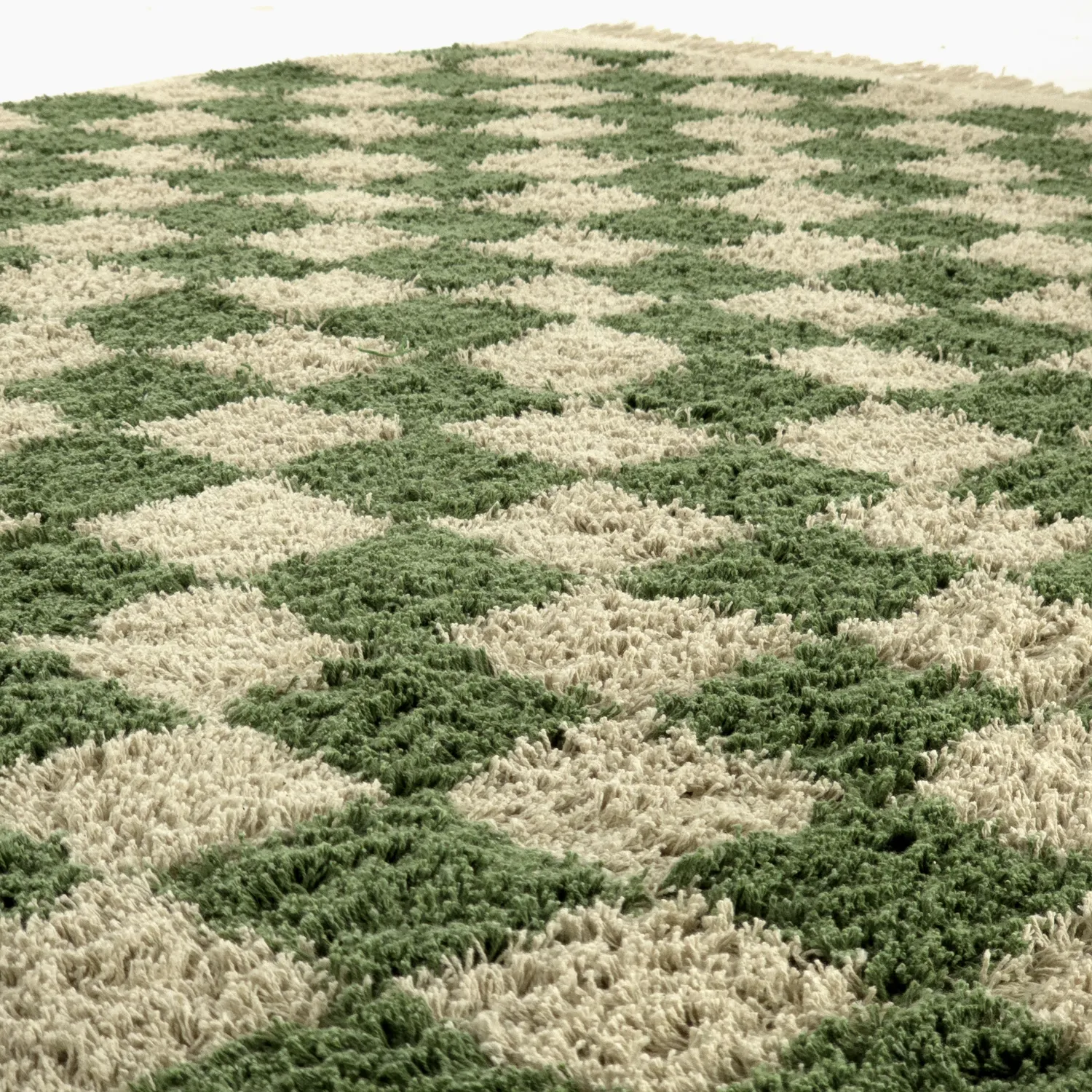 Hoogpolig vloerkleed - Elsey Natural Cotton Shaggy (groen/beige)