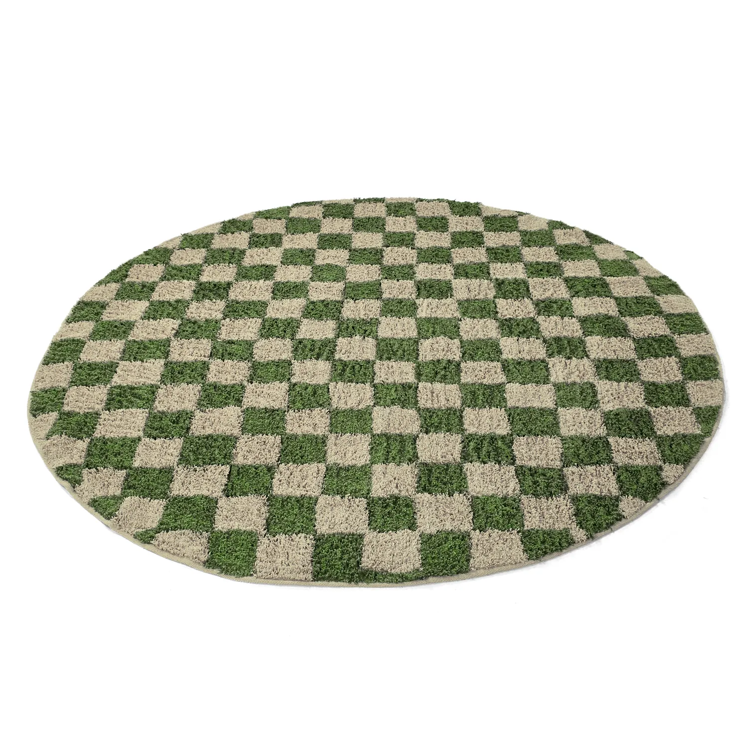 Ronde vloerkleden - Elsey Natural Cotton Shaggy (groen/beige)