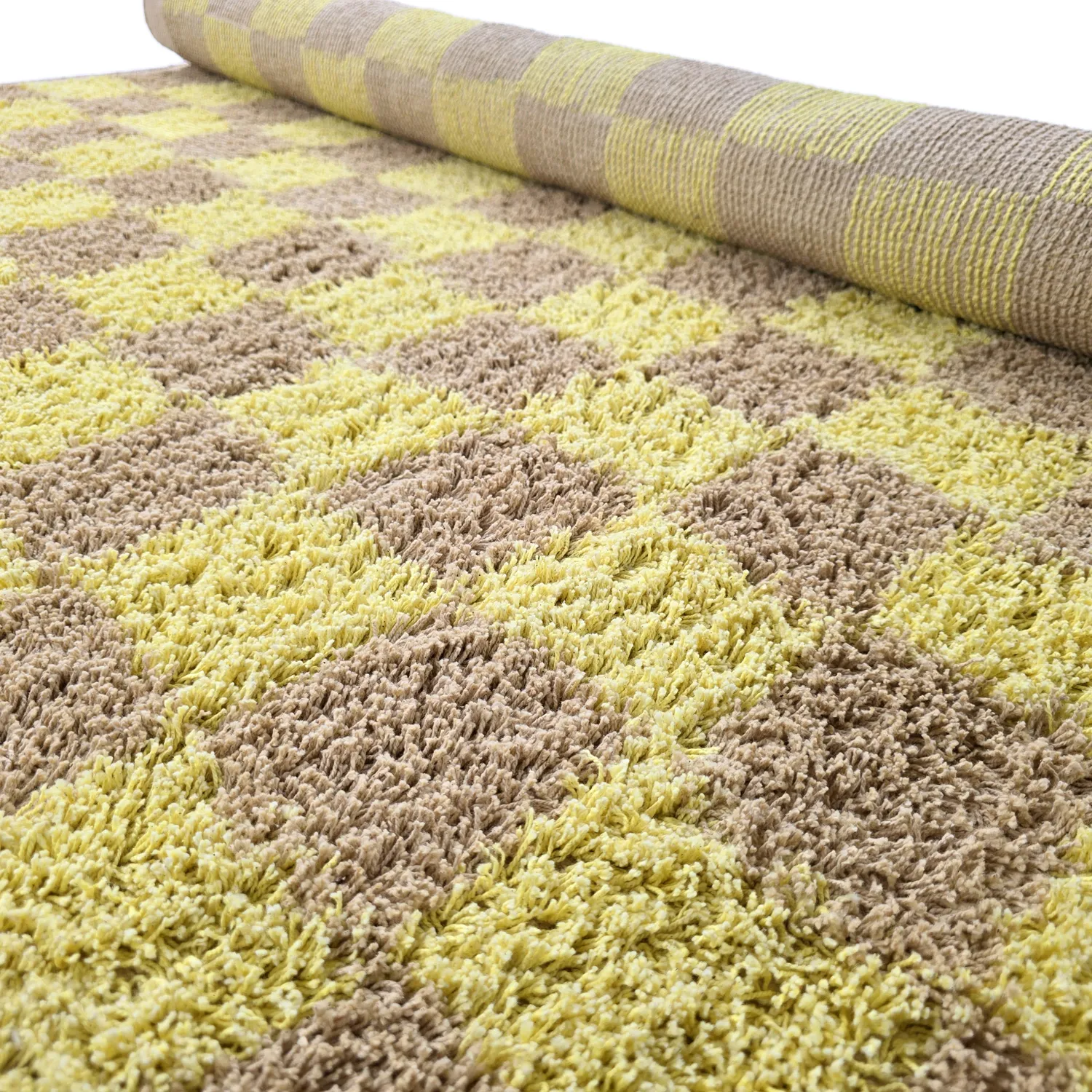 Hoogpolig vloerkleed - Elsey Natural Cotton Shaggy (geel/beige)