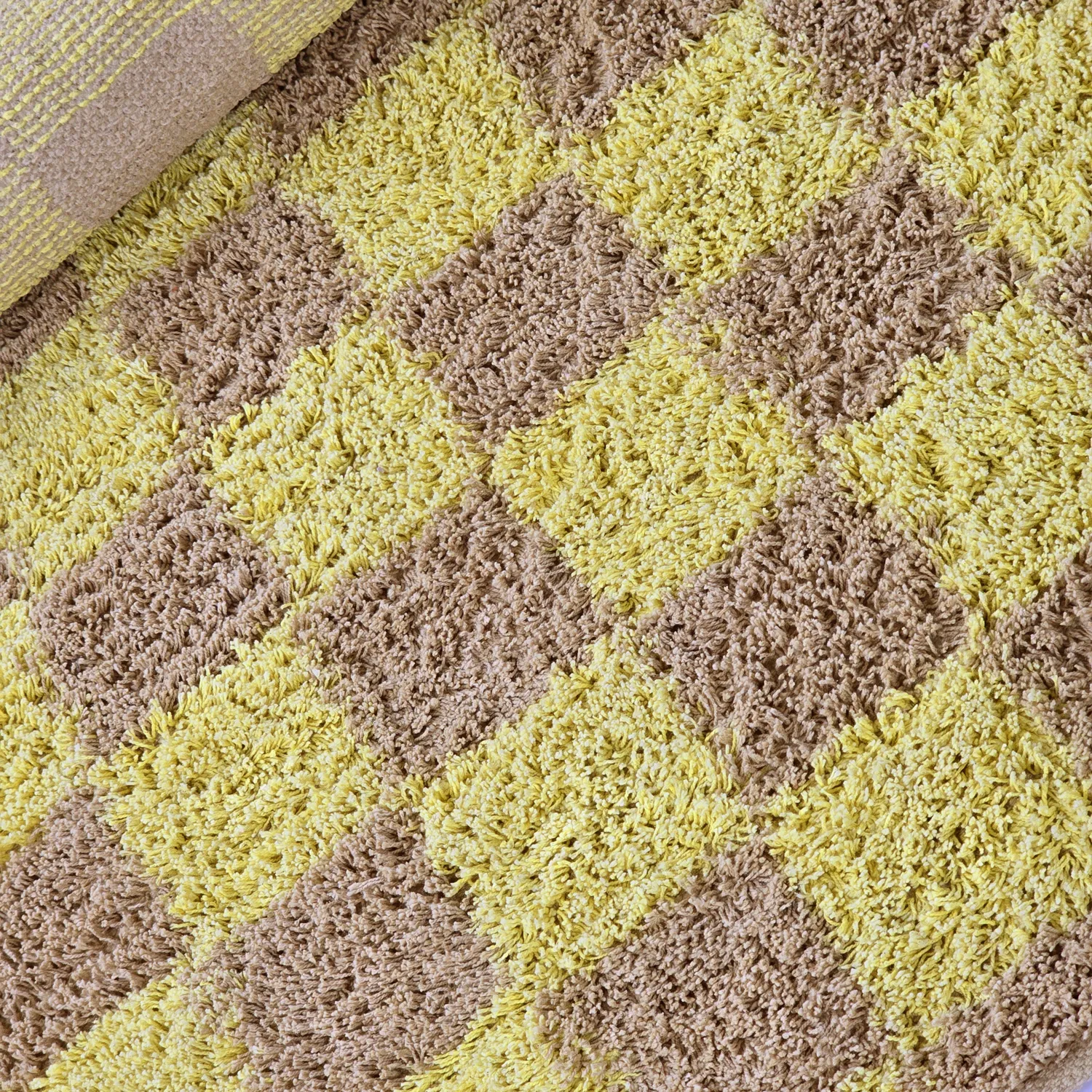 Ronde vloerkleden - Elsey Natural Cotton Shaggy (geel/beige)