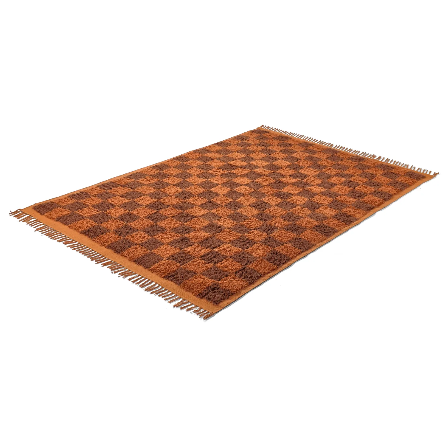 Hoogpolig vloerkleed - Elsey Natural Cotton Shaggy (oranje/rood)