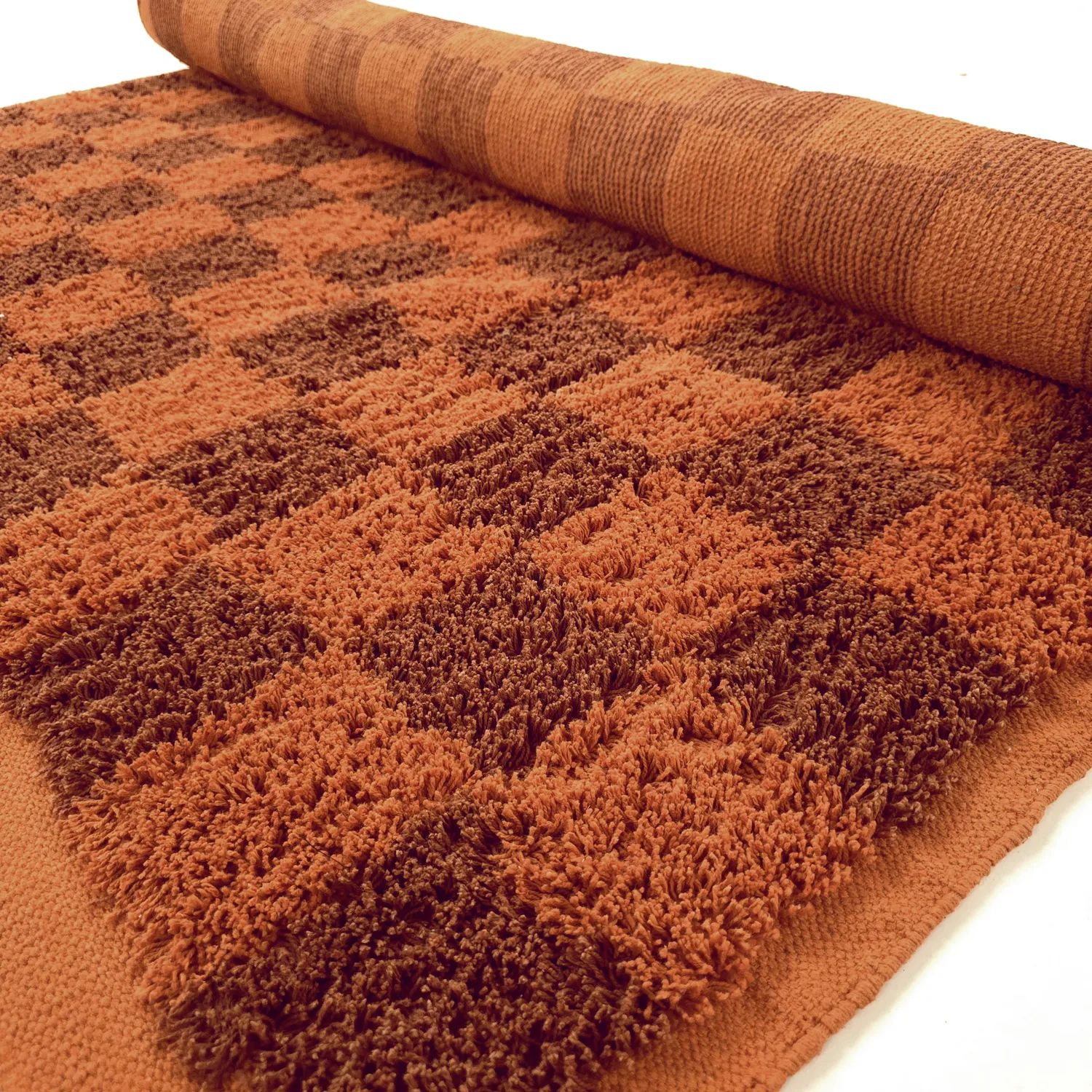 Hoogpolig vloerkleed - Elsey Natural Cotton Shaggy (oranje/rood)