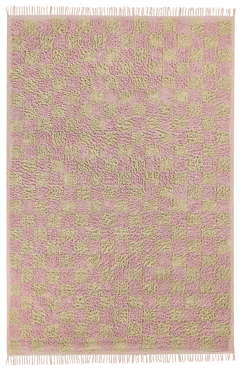 Hoogpolig vloerkleed - Elsey Natural Cotton Shaggy (roze/oranje)