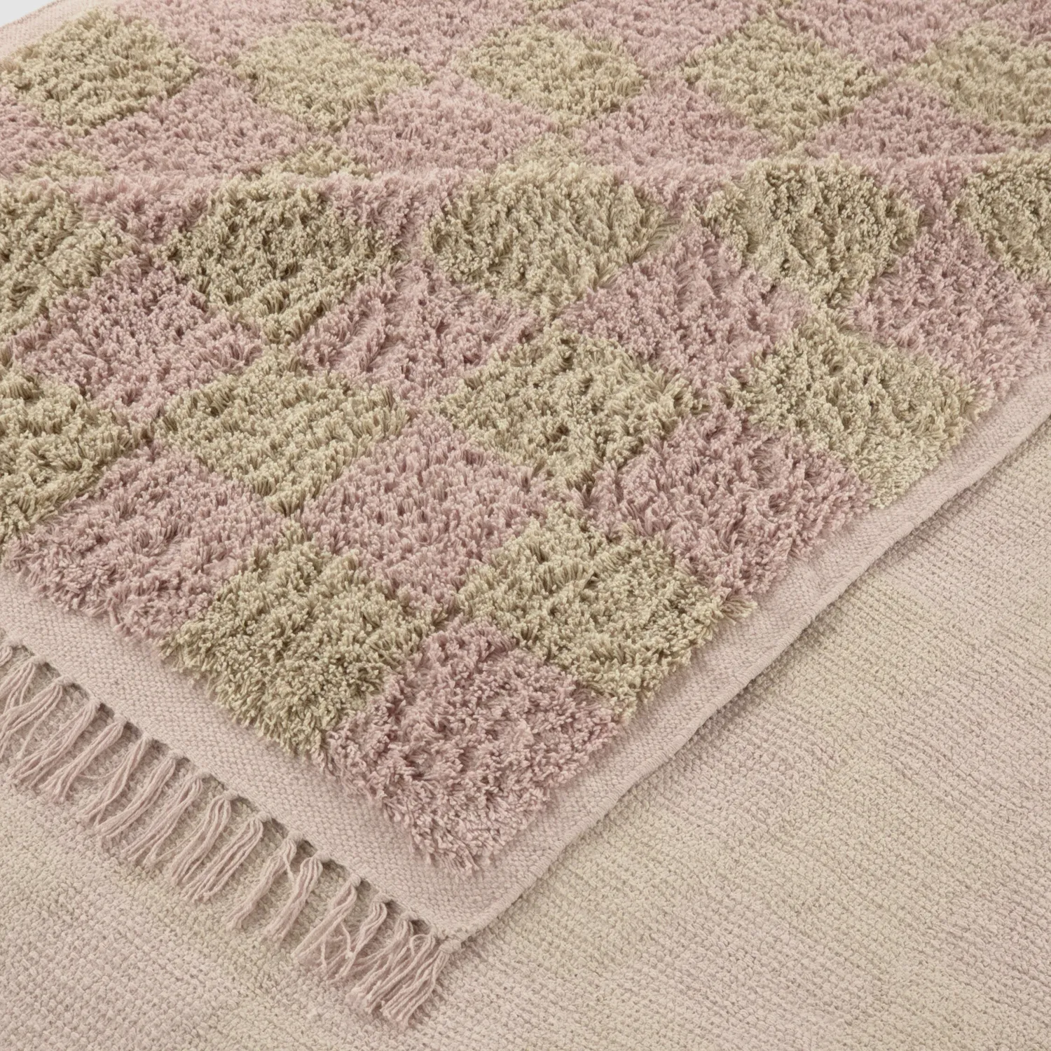 Hoogpolig vloerkleed - Elsey Natural Cotton Shaggy (roze/oranje)