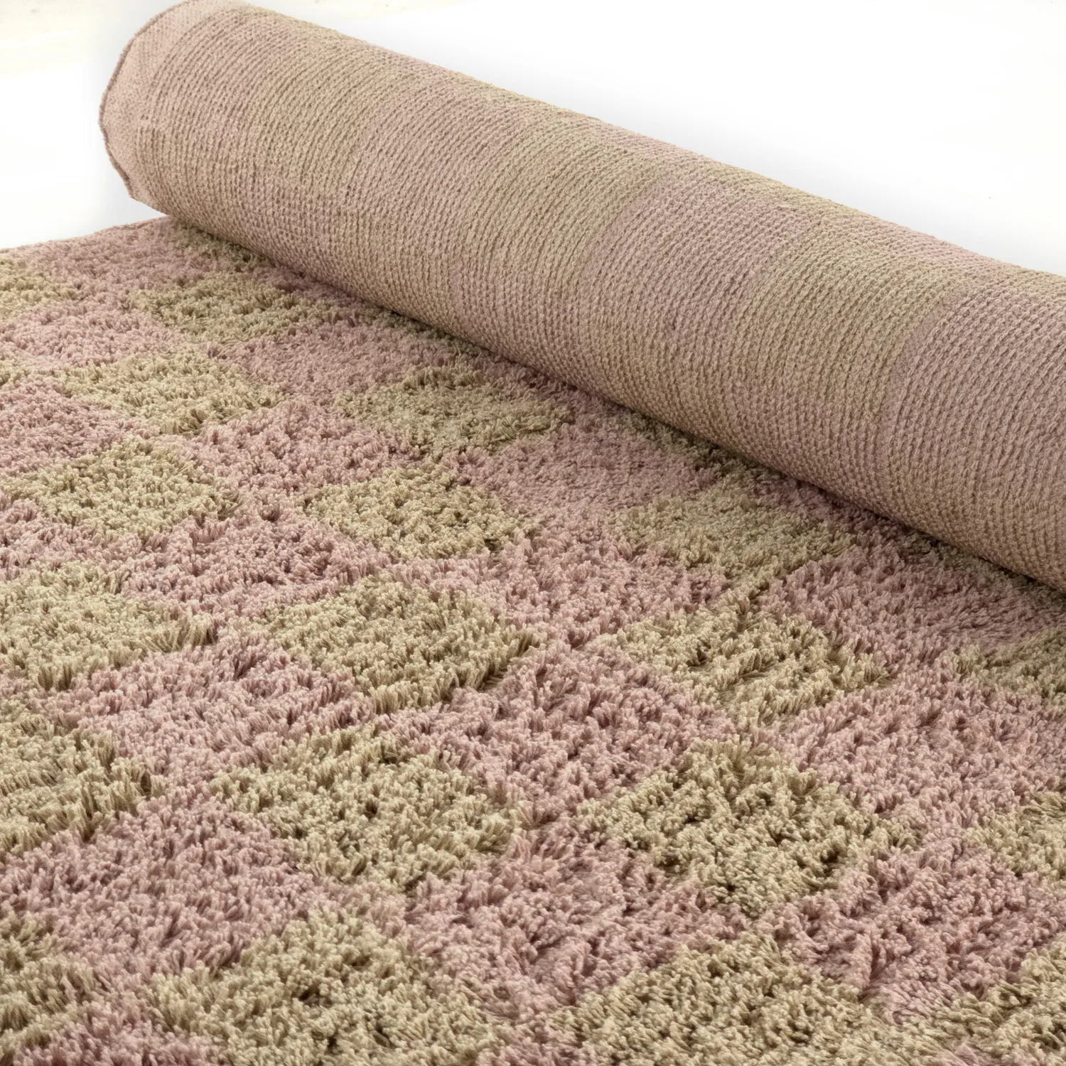 Hoogpolig vloerkleed - Elsey Natural Cotton Shaggy (roze/oranje)