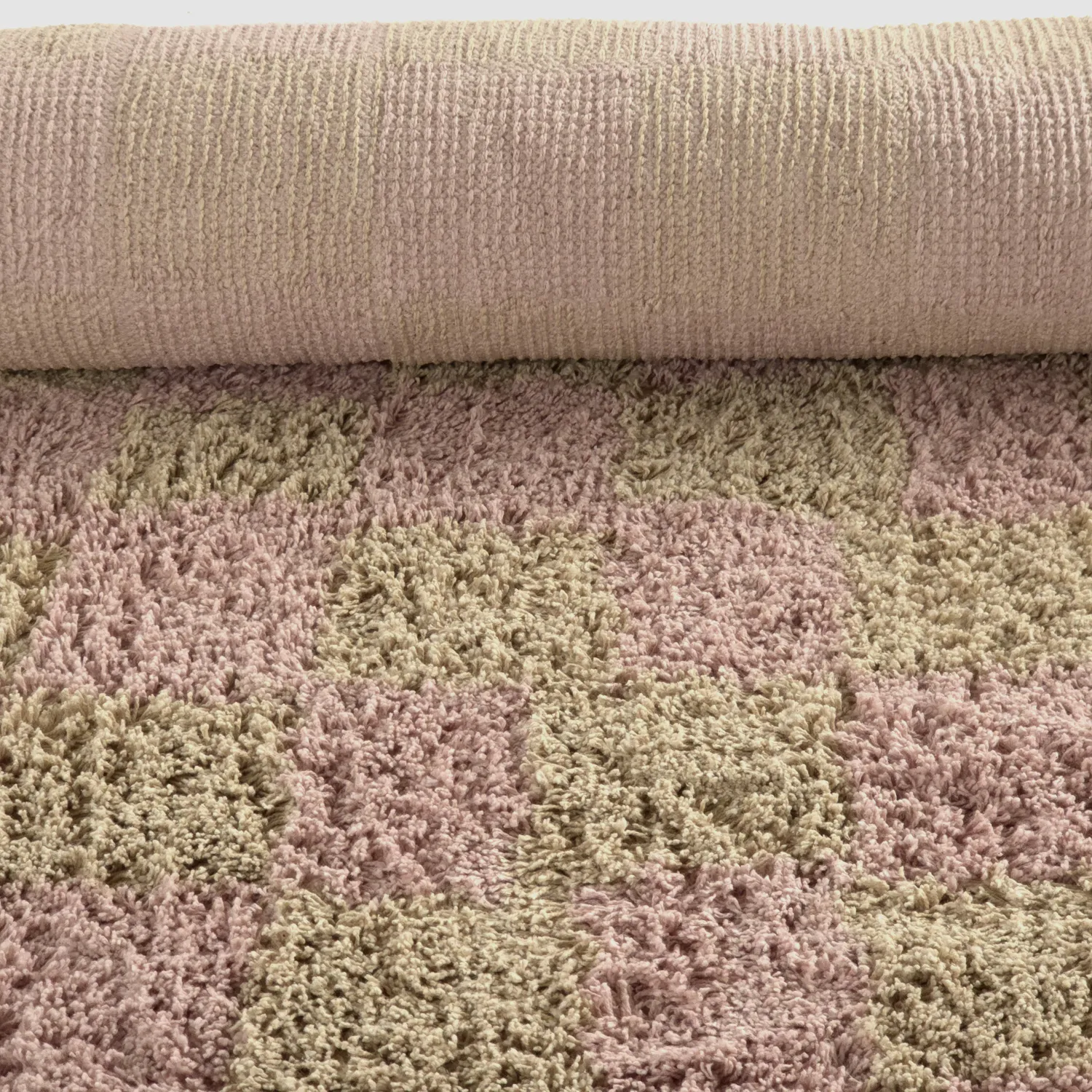 Hoogpolig vloerkleed - Elsey Natural Cotton Shaggy (roze/oranje)