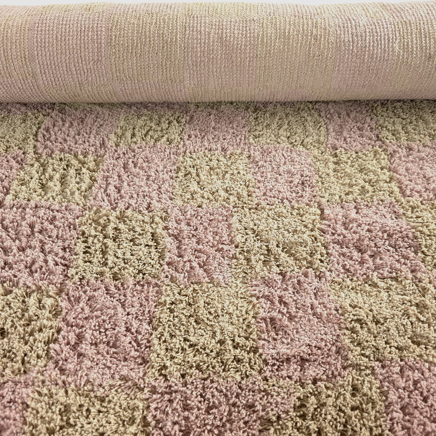 Hoogpolig vloerkleed - Elsey Natural Cotton Shaggy (roze/oranje)