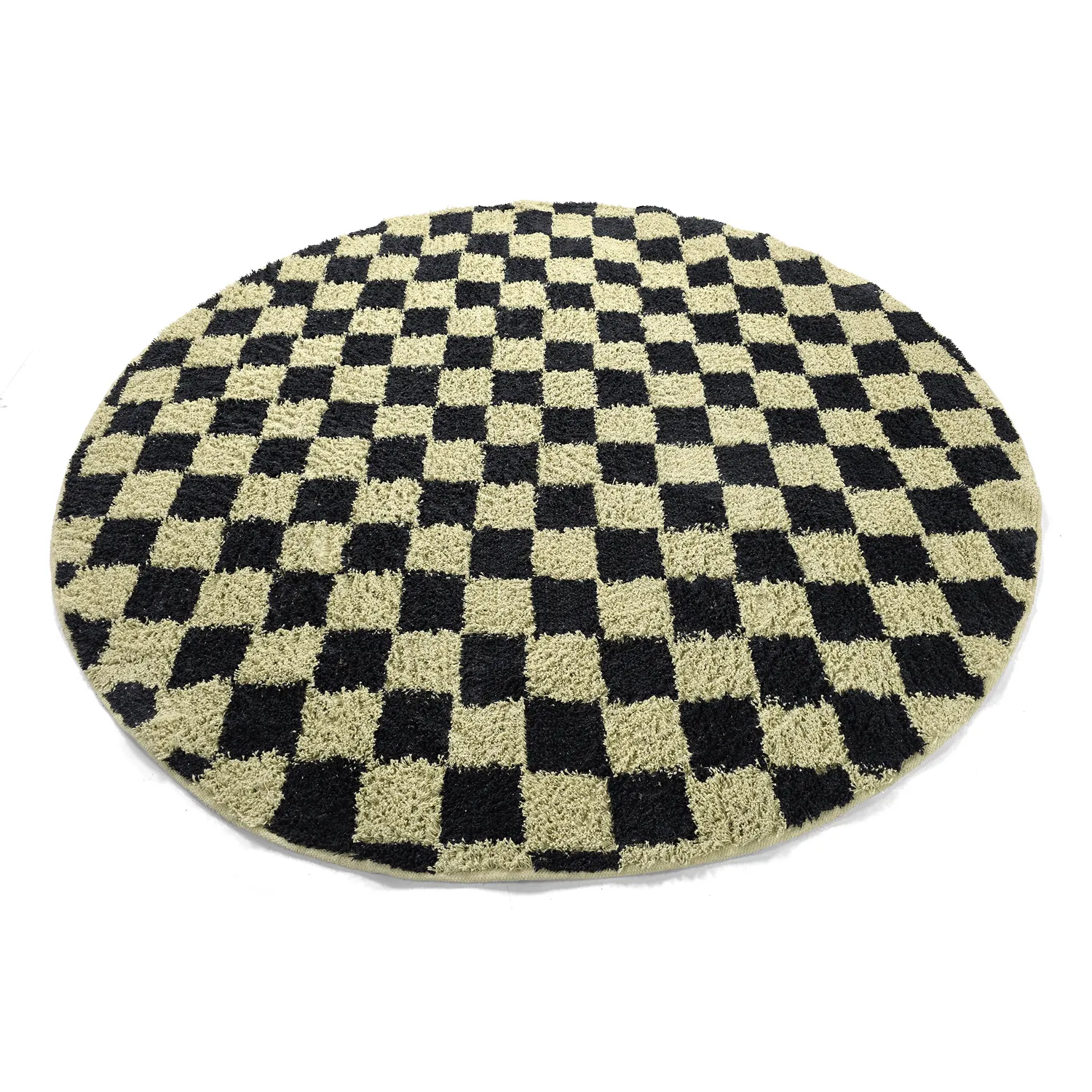 Ronde vloerkleden - Elsey Natural Cotton Shaggy (zwart/beige)