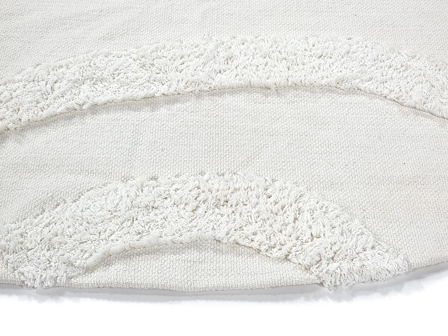 Ronde vloerkleden - Emilia Natural Cotton Shaggy (offwhite)