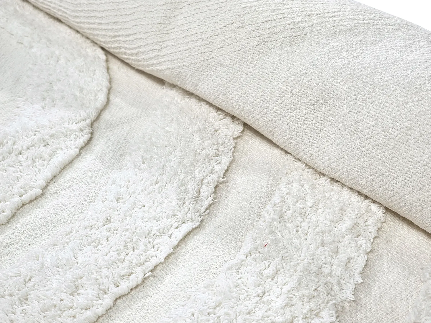 Ronde vloerkleden - Everly Natural Cotton Shaggy (offwhite)