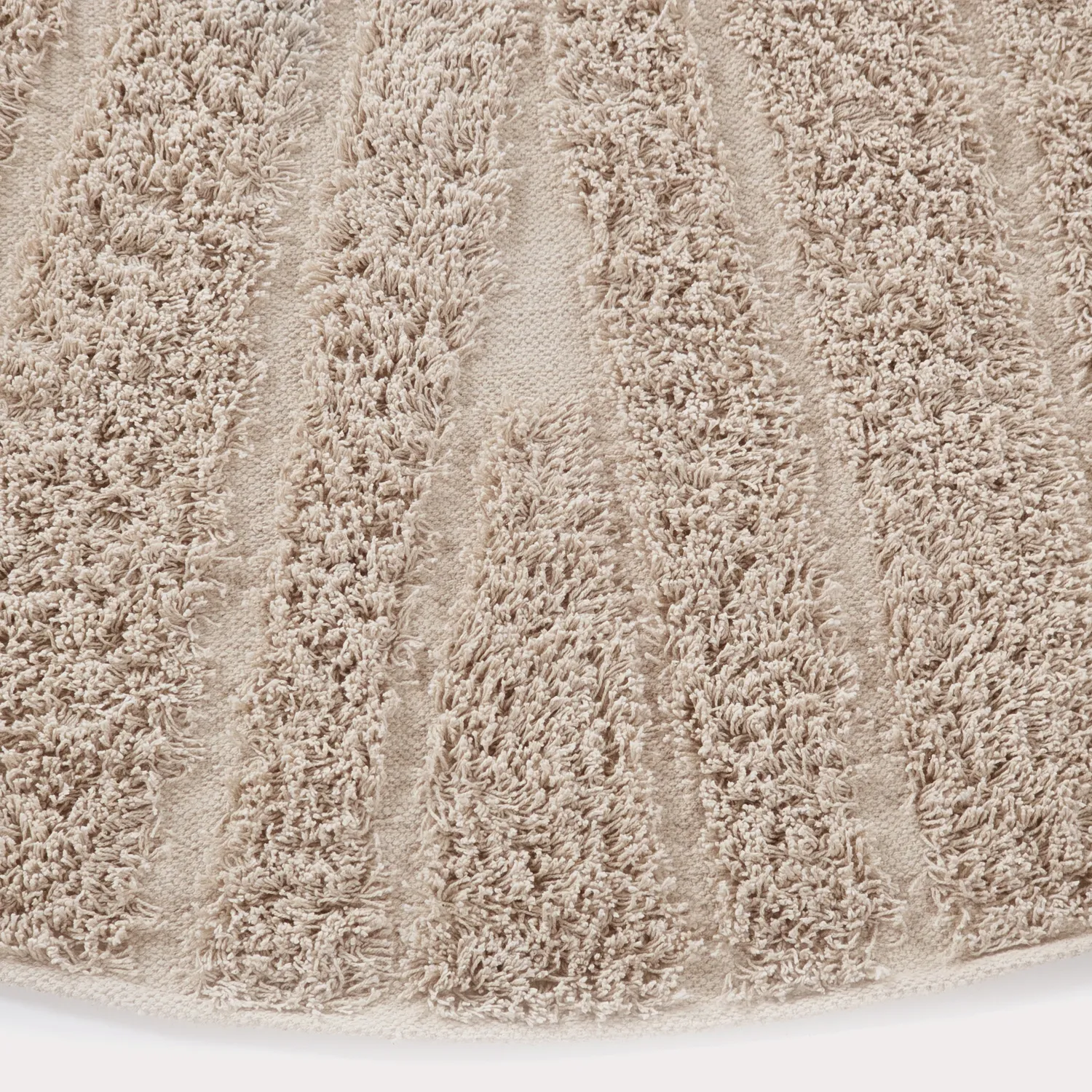 Ronde vloerkleden - Farley Natural Cotton Shaggy (beige)