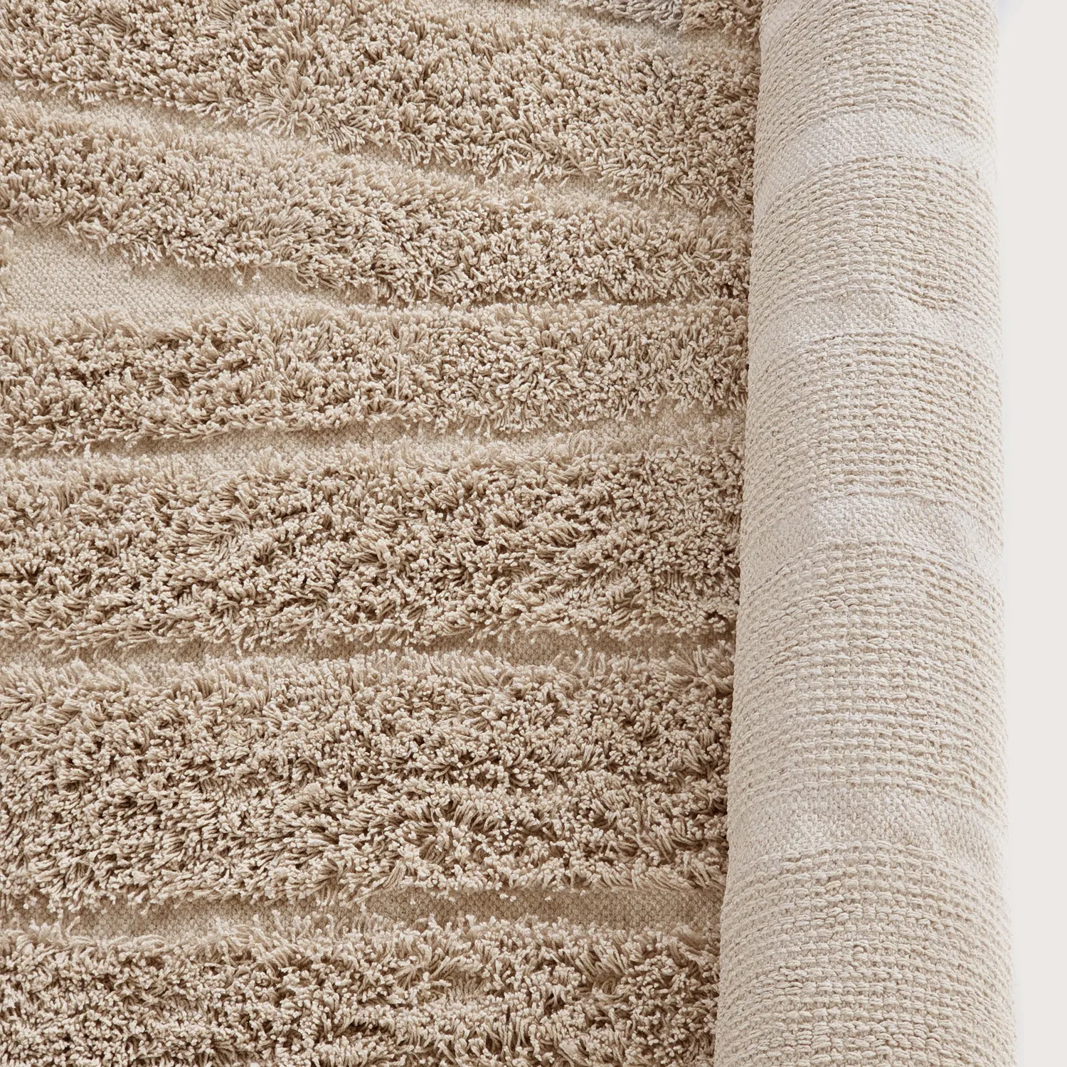 Ronde vloerkleden - Farley Natural Cotton Shaggy (beige)