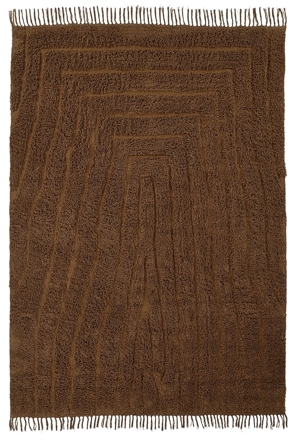 Hoogpolig vloerkleed - Farley Natural Cotton Shaggy (bruin)