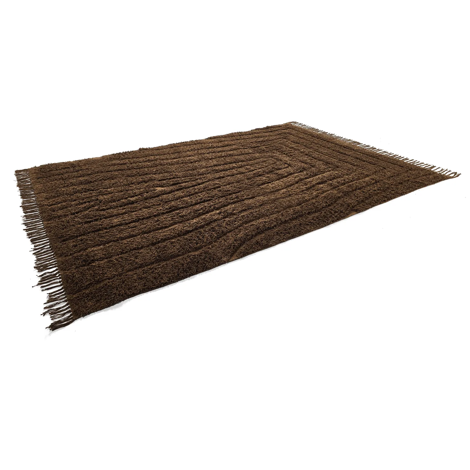 Hoogpolig vloerkleed - Farley Natural Cotton Shaggy (bruin)