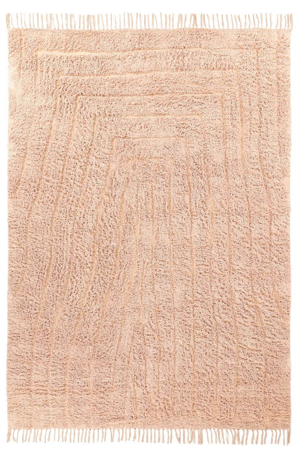 Hoogpolig vloerkleed - Farley Natural Cotton Shaggy (roze)