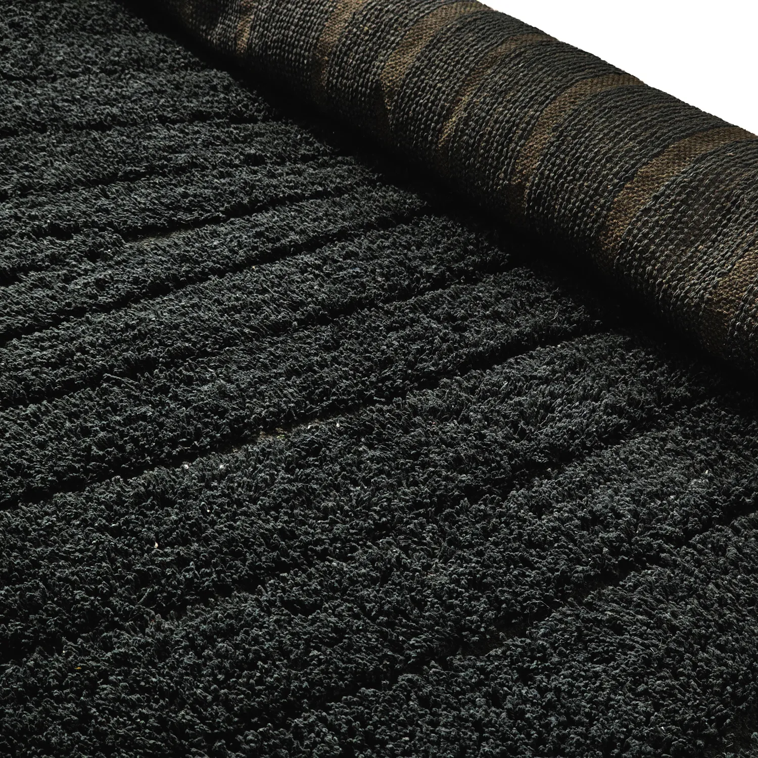 Hoogpolig vloerkleed - Farley Natural Cotton Shaggy (zwart)