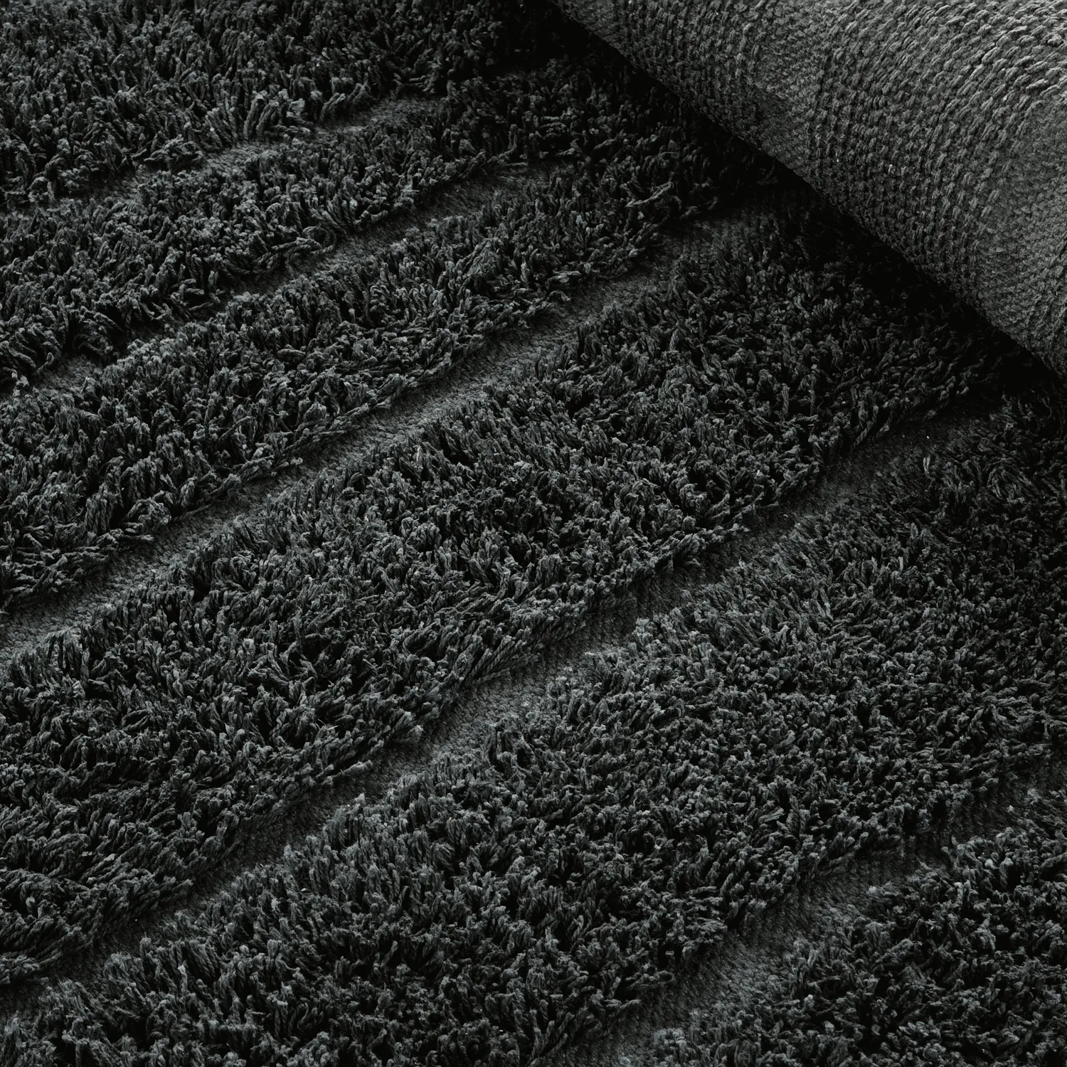Ronde vloerkleden - Farley Natural Cotton Shaggy (zwart)
